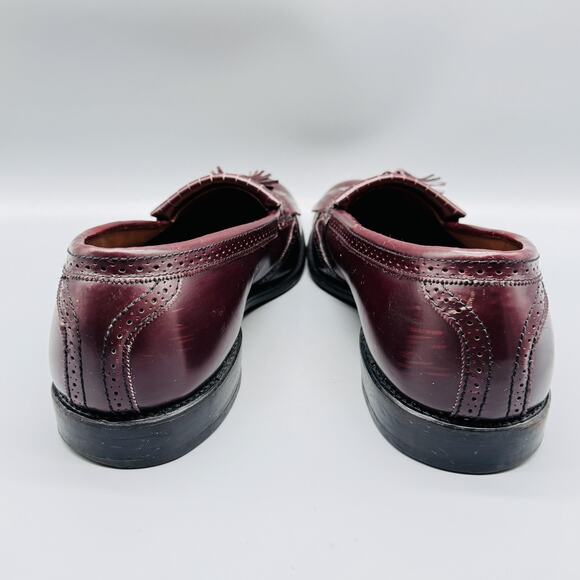 Allen Edmonds Shoes Mens 11 Burgundy Bridgeton Wingtip Kiltie Tassel Loafers - Picture 6 of 11